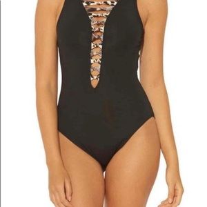 Animal print detail one piece